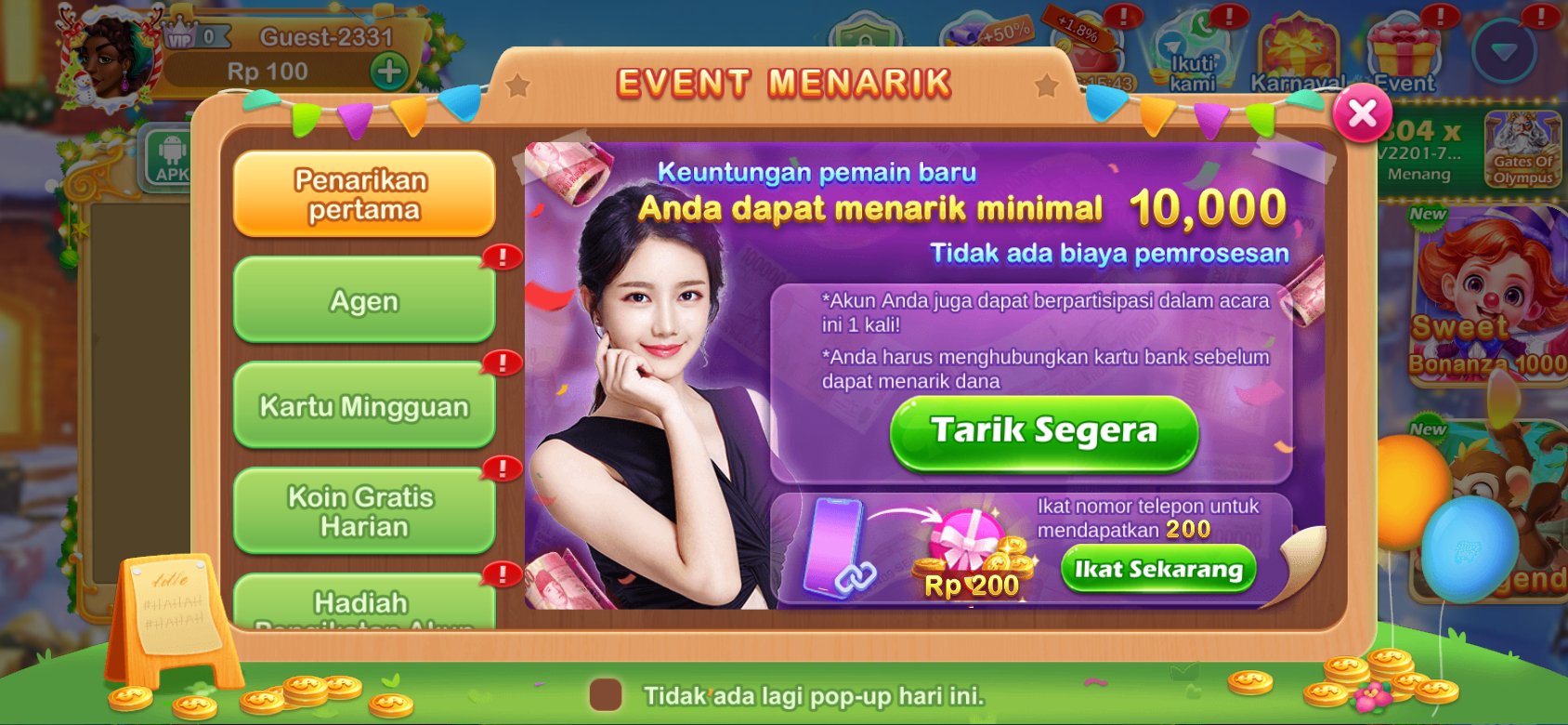 Penarikan cepat tanpa biaya di K3K3 Apk 2 140 untuk pemain baru.